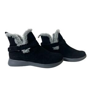 JBU by Jambu Womens 6.5M Comfort Casual Bootie Black Faux Fur Accent Lightweight
